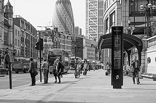 黑白,闹市街,伦敦