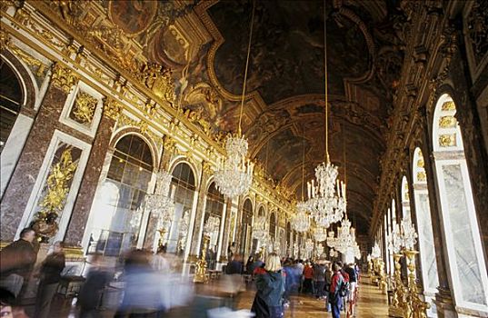 法国,伊夫利纳,凡尔赛宫,城堡,游人,室内