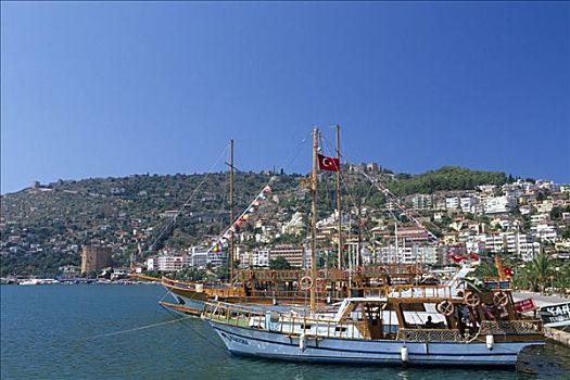 船,港口,阿兰亚,土耳其,里维埃拉