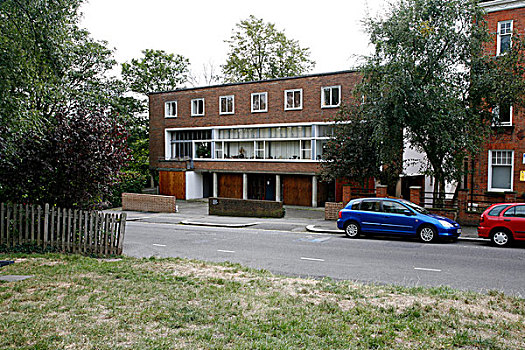 公寓楼,柳树,道路,设计,汉普斯特德,伦敦,英国