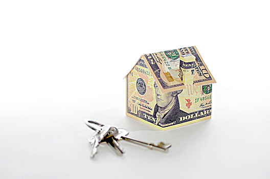 房屋模型,折叠,美元,钥匙