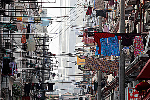 街道,洗衣服,休闲,窗户,上海,中国