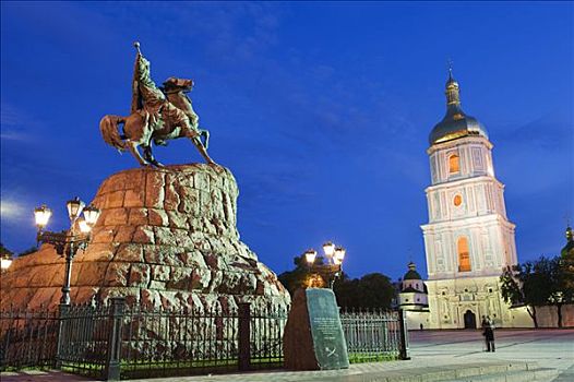 乌克兰,基辅,大教堂,巴洛克风格,圆顶,钟楼,世界遗产
