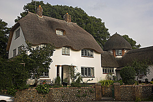 英格兰,茅草屋顶,房子,乡村,屋舍