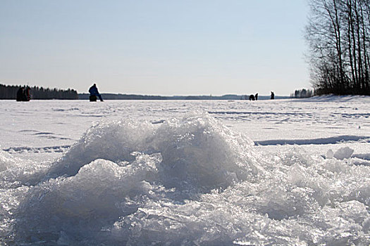 捕鱼,冰,遮盖,湖