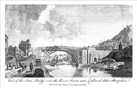 铁桥,上方,河,什罗普郡,19世纪,艺术家