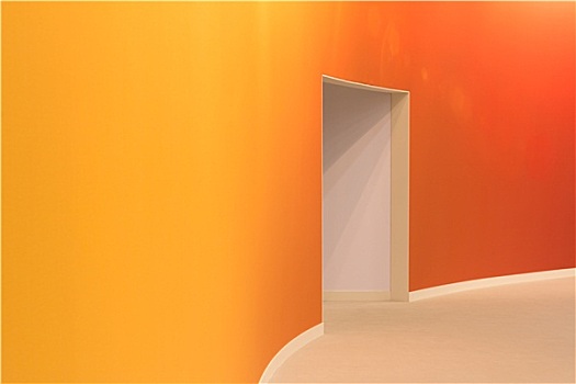 橙色,墙壁,打开,入口,空房