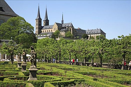 花园,寺院,班贝格,上弗兰科尼亚,巴伐利亚,德国,欧洲