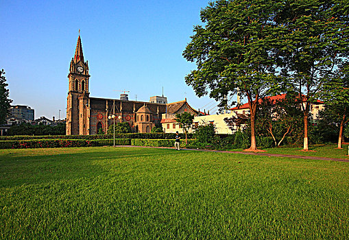 草地,绿色,教堂,建筑