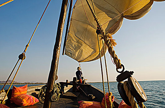 马拉维,湖,国家公园,男孩,旅游,传统,独桅三角帆船,住宿