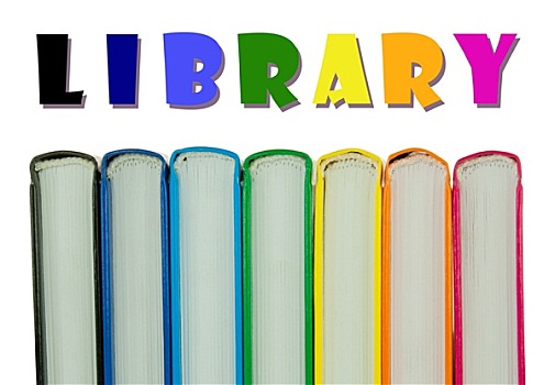 排,彩色,书本,书脊,图书馆,概念