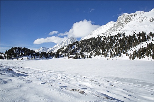 冰冻,湖,奧伯湖地区,奥地利,阿尔卑斯山