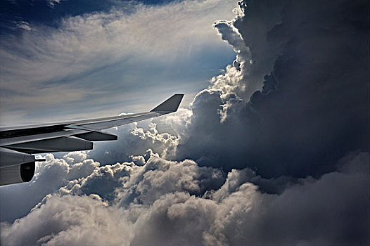 翼,飞机,生动,云