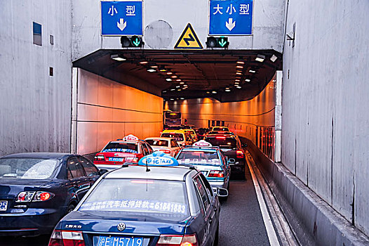汽车,驾驶,隧道,塞车,上海,中国,亚洲
