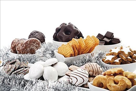 种类,圣诞饼干,碗,星形,饼干,姜饼,香草,调味,多米诺骨牌,圣诞装饰,圣诞树球