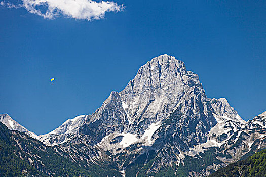滑翔伞,山,区域,上奥地利州,奥地利