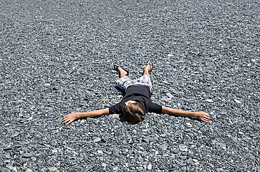 男孩,躺下,地上,科西嘉岛,法国