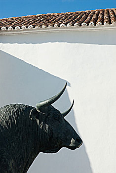 雕塑,公牛,户外,建筑,马拉加,西班牙