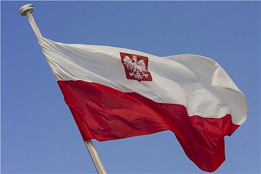 波兰,旗帜,风,蓝天