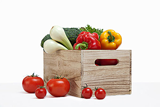 木头,板条箱,新鲜,蔬菜
