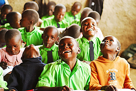 肯尼亚,非洲,学童,学习,微笑,教室