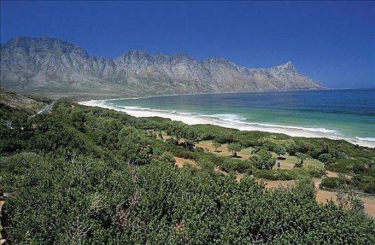 山峦,海洋,海岸,海滩,西海角,靠近,湾,福尔斯湾,南非