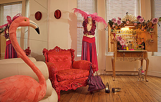 波希米亚风格,房间,衣服,人体模型,靠近,红色,椅子