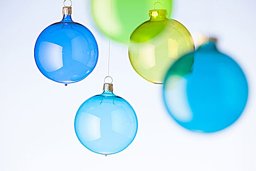 圣诞树球,蓝色,绿色