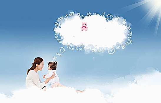 女人,嬰兒,玩