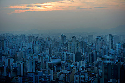 日落,高处,城市,摩天大楼,圣保罗,巴西,南美