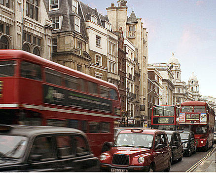 双层巴士,巴士,塞车,伦敦,英格兰