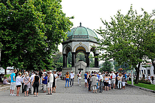 游客,德国,喷泉,捐赠,伊斯坦布尔,土耳其