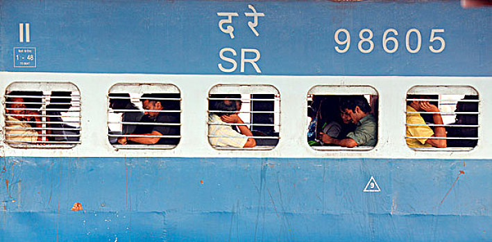 铁路,车厢,乘客,阻挡,窗户,局部,喀拉拉,印度,亚洲