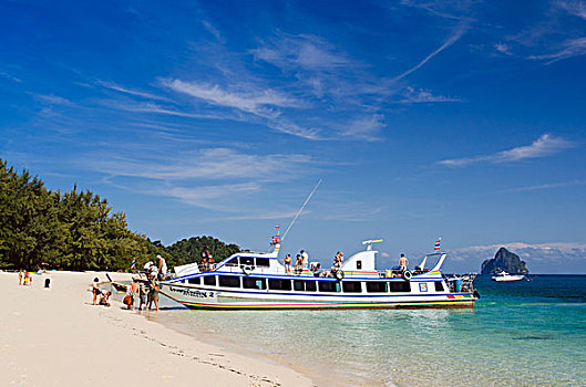 游客,乘坐,渡轮,沙滩,苏梅岛,岛屿,省,泰国,东南亚,亚洲
