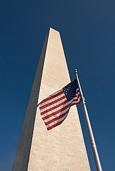 华盛顿特区,美国,华盛顿纪念碑,美国国旗