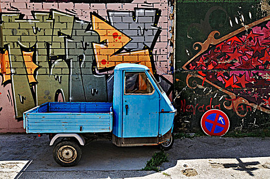 卡车,正面,涂鸦,慕尼黑,巴伐利亚,德国,欧洲