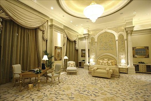 卧室,一个,酋长国,宫殿,酒店,凯宾斯基,阿布扎比,阿联酋,中东