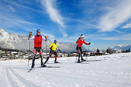 越野滑雪,越野,中心,基兹比厄尔,阿尔卑斯山,提洛尔,奥地利,欧洲