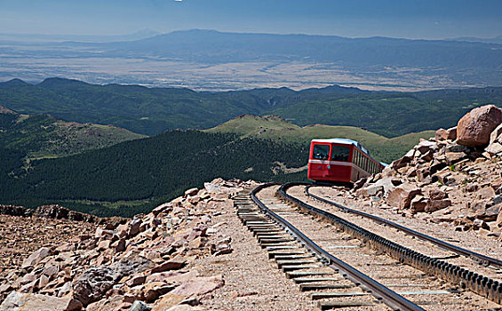 顶峰,铁路,靠近,游客,上面,山,科罗拉多,美国
