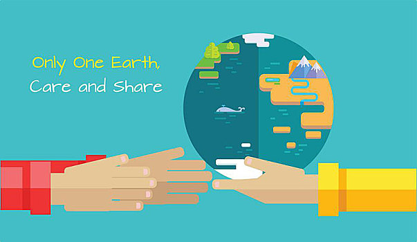 只有一个,地球,分享,矢量,概念,公寓,设计,手,拿着,给,星球,礼物,插画,环保,地球日,旗帜,网页,象征