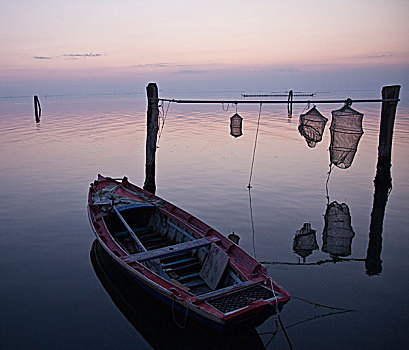 渔船,网,安静,水