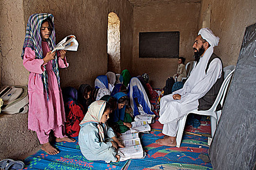 阿富汗,孩子,班级,清真寺,学校,乡村,近郊,城市,赫拉特,女孩,男孩