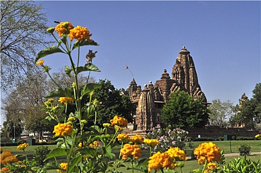 庙宇,专注,毗湿奴,后面,西部,克久拉霍,中央邦,印度,世界遗产