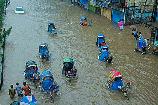 重,季风,雨,达卡,城市,孟加拉,七月,2007年