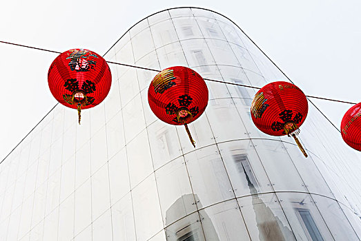 中国,红色,彩灯,装饰,街道,伦敦