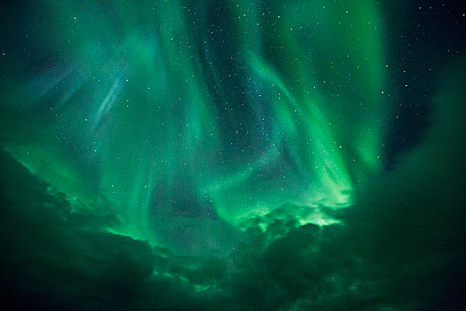 冰岛,极地,亮光,绿色,星空,云