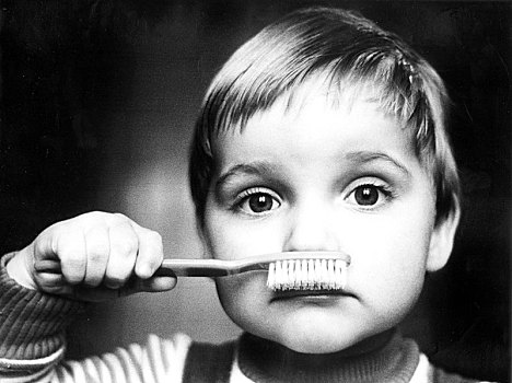 孩子,牙刷,20世纪80年代,东方,柏林,民主德国,德国,欧洲
