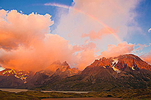 彩虹,日出,托雷德裴恩国家公园,巴塔哥尼亚,智利