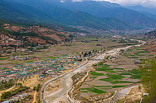 风景,上方,不丹,河