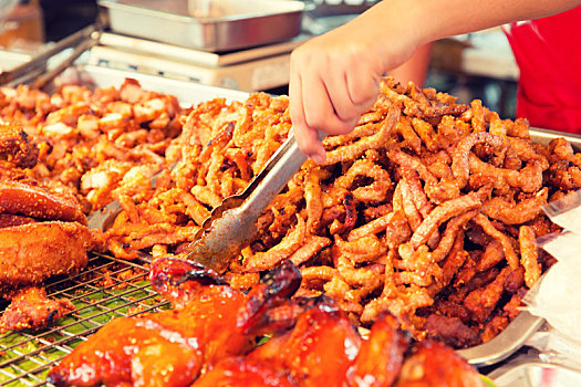 特写,烹饪,食物,街边市场